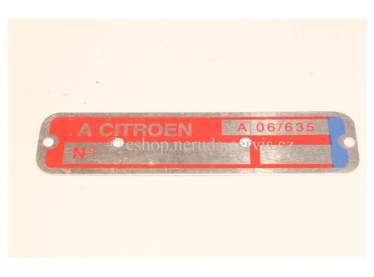 Typový štítek motoru A. Citroën