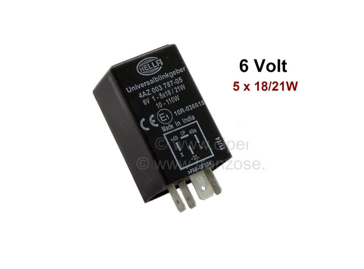 Přerušovač blinkrů 6V 2/4 x100W pět pólů