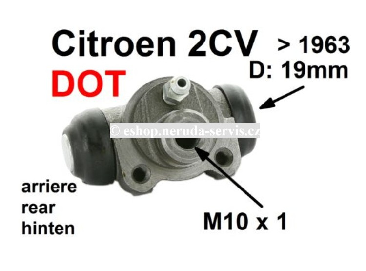 Brzdový váleček zadní 19,0mm - DOT