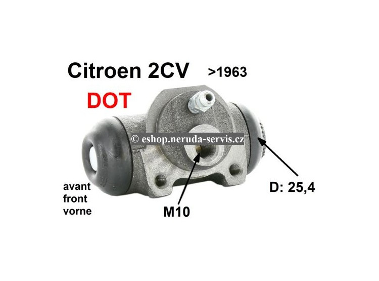 Brzdový váleček přední 25,4mm DOT