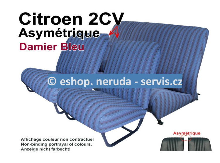 Čalounění sada Damier Bleu - asymetrická