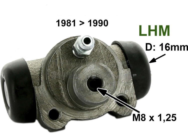 Brzdový váleček zadní 16mm - LHM
