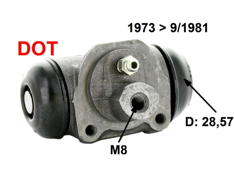 Brzdový váleček přední 28,57mm DOT