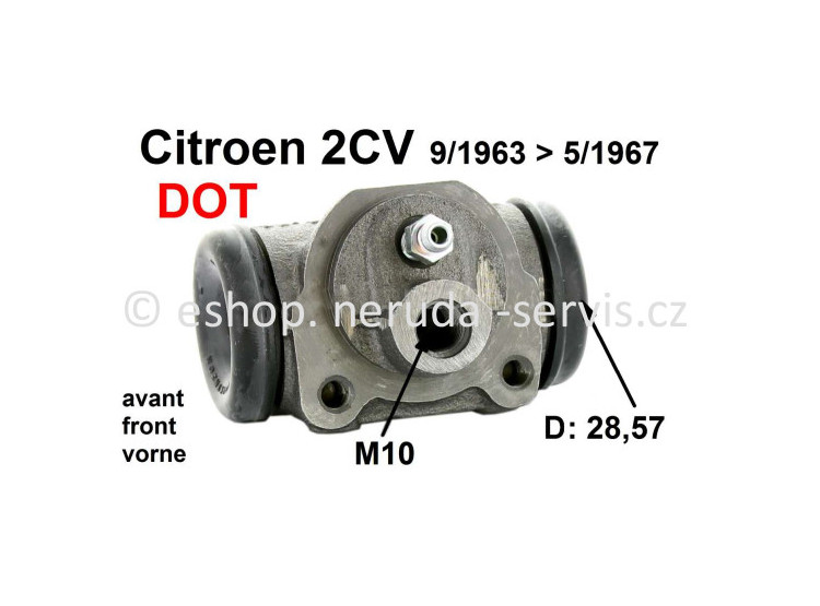 Brzdový váleček přední 28,57mm DOT